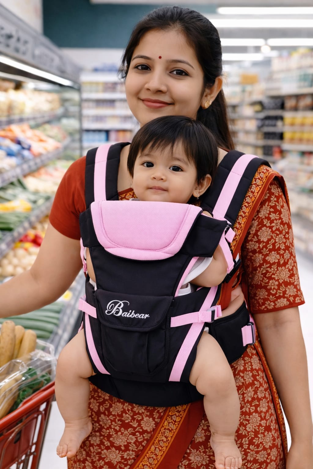 Beth Bear Baby carrier bag 4 in 1,(2-15 kg Capacity) pink color