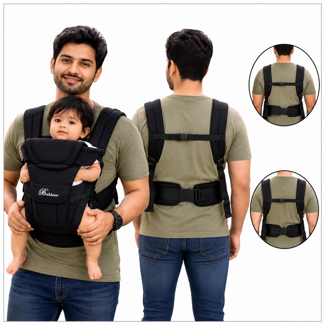 Beth Bear Baby carrier bag 4 in 1,(2-15 kg Capacity) black