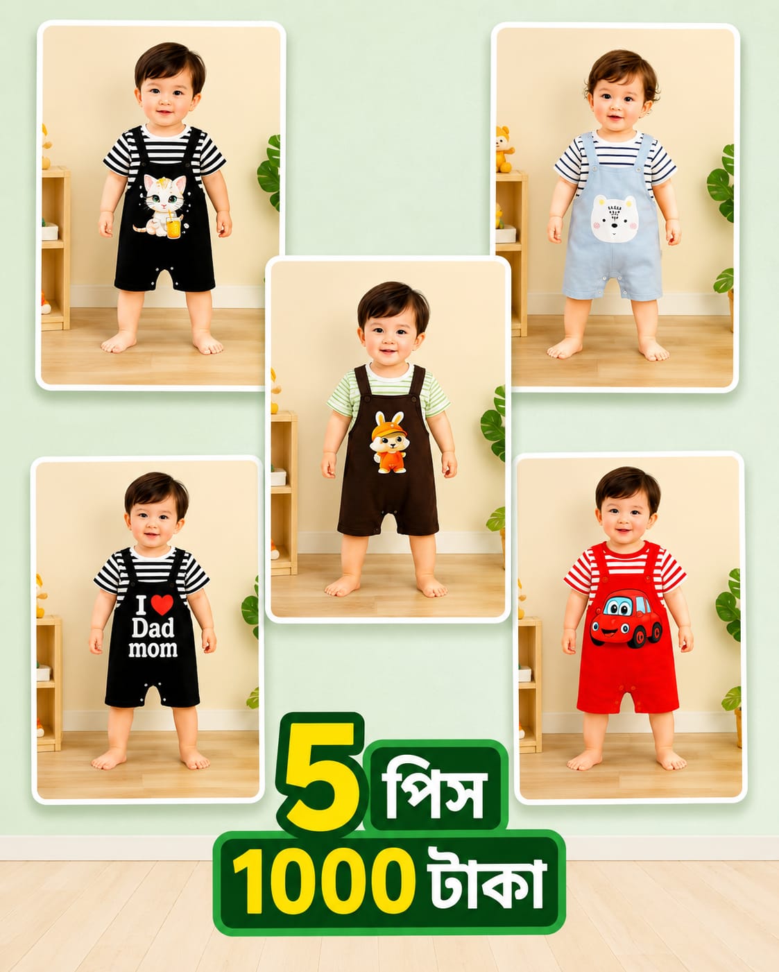 Baby Adjustable Romper 5 pcs combo update price